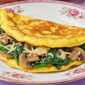 Mushrooms, Spinach and Cheese Omelet