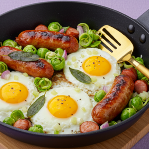 egg, sausage, sprout casserole - 2